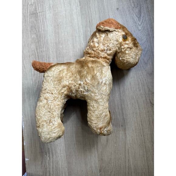 Unbranded Other - Vintage 1950s Stuffed Plush Dog Toy Amber Eyes Tan Brown